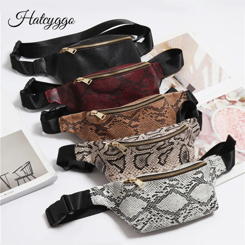 

Fashion Serpentine Waist Pack For Women Luxury Waist Bag Women PU Leather Fanny Pack Adjustable Multipurpose Waist Belt Bag