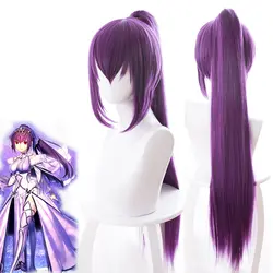 80 см аниме FGO Fate Grand Order парик Scathach Косплей Длинные прямые фиолетовые косички синтетические волосы для взрослых