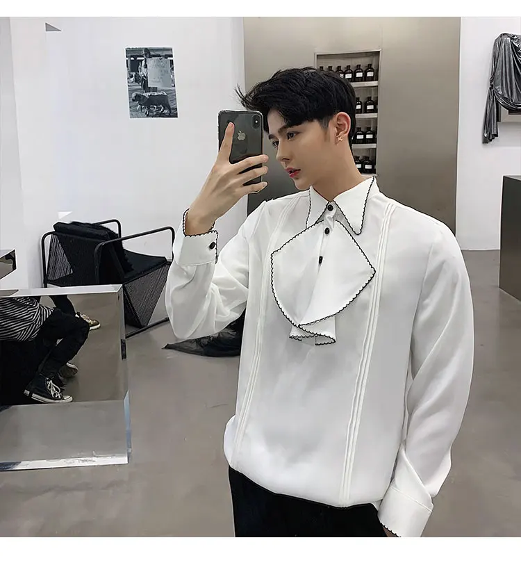 Новинка весны 2019 года Модный пуловер груди личности разделение совместных Человек Рубашка с длинными рукавами уличная Best тонкий Япония