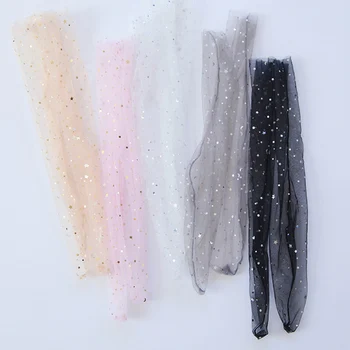 

New Summer Fashion Candy Color Thin Mesh Tulle Ankle Socks Transparent Elastic Mesh Shiny Stars Moon Fishnet Socks