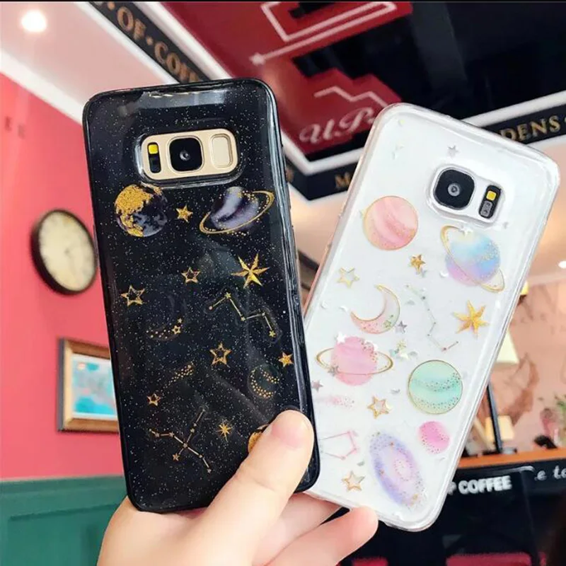 YeLun чехол с блестящими звездами для Samsung Note9 A320 A520 A6 A6Plus A8 J6 J3 J7 2018 Девичья Мягкая
