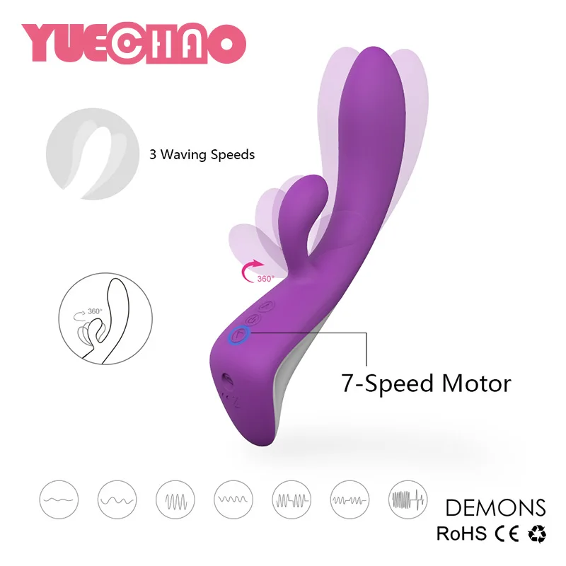 YUECHAODouble 7 speed and 3 mode finger vibrator for women s powerful G point clitoral stimulation