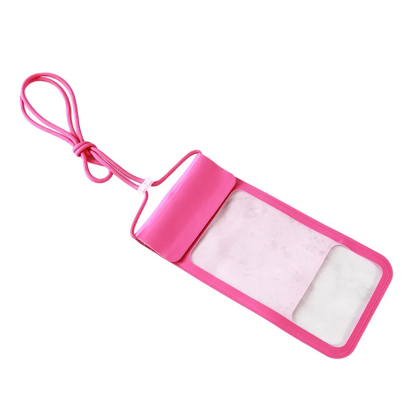 Уличная водонепроницаемая сумка для телефона с сенсорным экраном для плавания, подводного плавания, катания на лыжах, дайвинга, подводного мобильного оборудования - Цвет: rose red