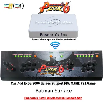 

Pandora box 6 1300 in 1 Wireless motherboard with Wireless Pandora's box Iron console set 2 Players joystick button fba mame ps1