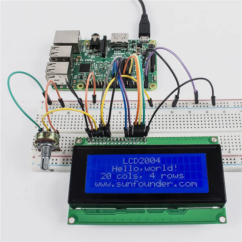 SunFounder LCD2004 модуль с 3,3 В Подсветка для Arduino Uno R3 Mega2560 Raspberry Pi Дисплей 20x4 белые символы на синий