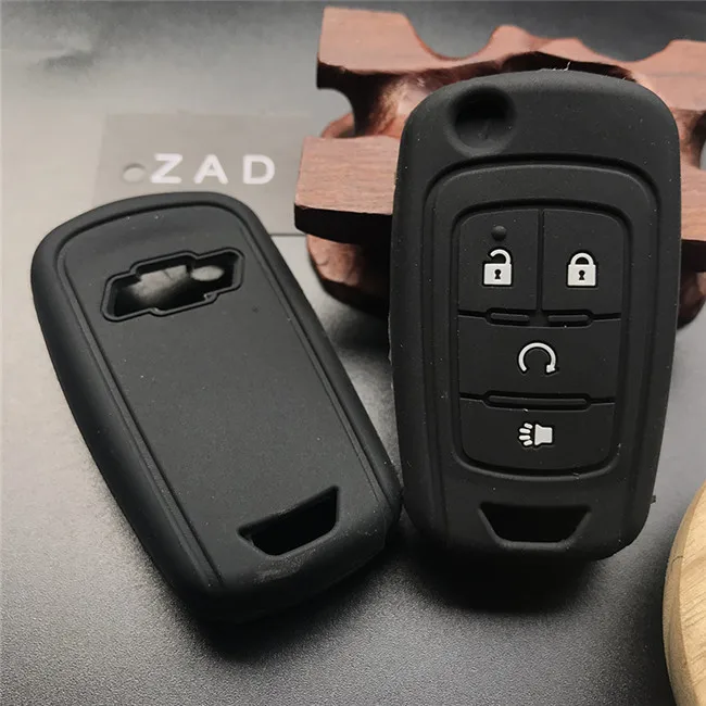 ZAD силиконовый резиновый чехол для ключа автомобиля для Chevrolet Camaro Cruze Equinox Malibu Sonic Spark Volt 4 кнопки дистанционного ключа-Стайлинг кожи - Название цвета: Черный