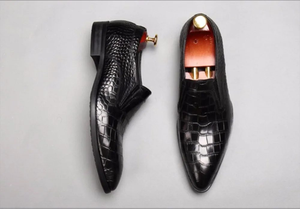 

Lazy Person Slip On Leather Oxfords Shoes Black Burgundy Genuine Leather Wedding Business Party Formal Shoes Oxfords