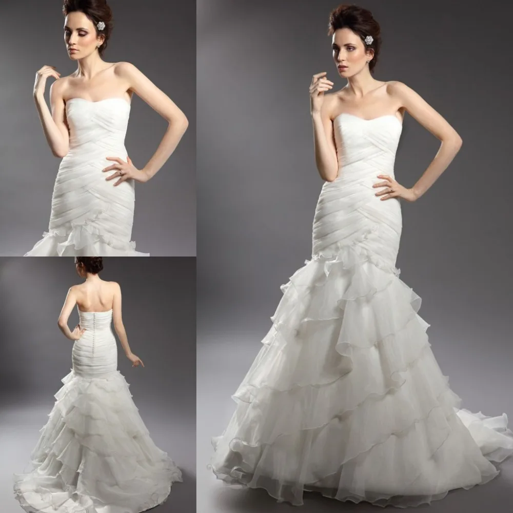 Prices In Euros Romantic Mermaid Wedding Dresses Made In China Pleats