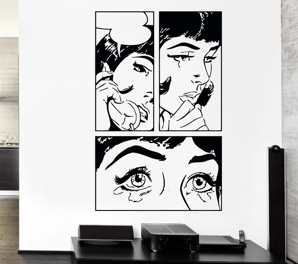 729 25 De Réductionsexy Fille Femme Ado Pleurer Cool Pop Art Chambre Stickers Muraux Créatifs Dessin Animé Hôtel Décors Muraux Mural D313 In