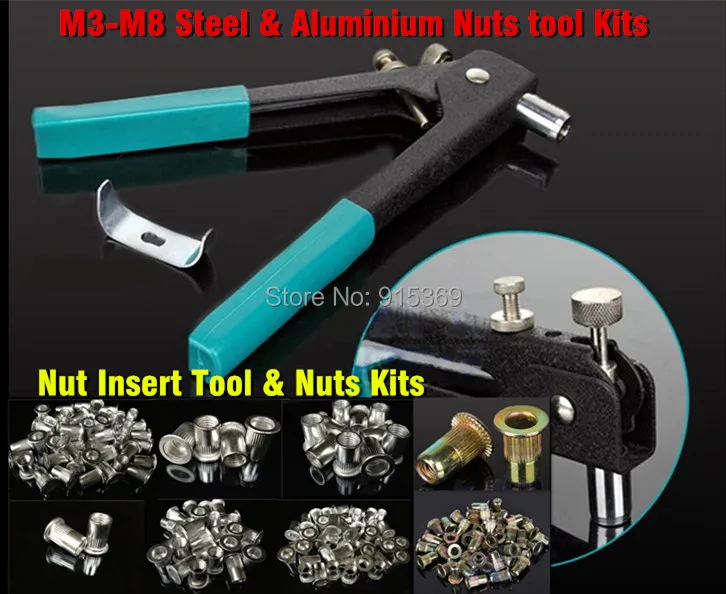 

$9=200pcs nuts + M3-M8 Rivet Nut Tool Kits Inserting tool rivet nut gun