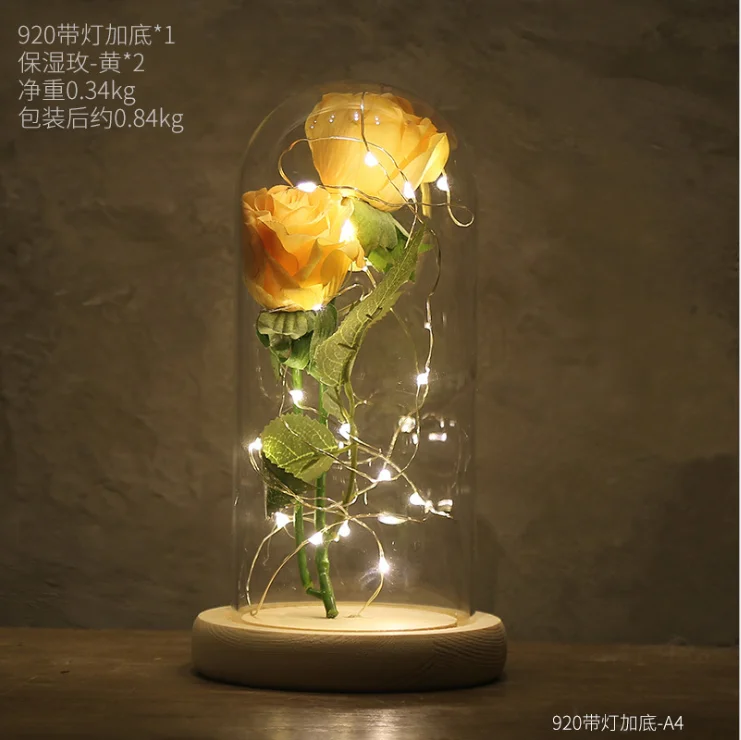 Birthday Gift Beauty and The Beast Yellow Rose A Glass