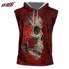 UJWI дропшиппинг майка с капюшоном мужская 3d крутая печать металлический череп Кепка жилет Толстовка Homme хип хоп спортивная одежда без рукавов толстовки