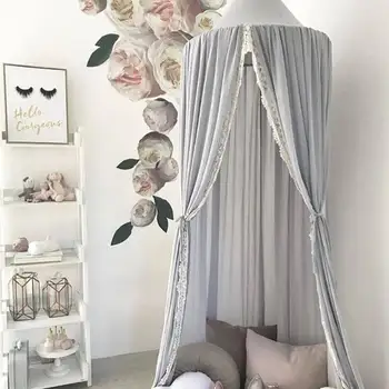 

Baby Canopy Round Mosquito Net Boys Girls Princess Bed Canopy Cotton Bed Valance Pest control Reject Net Kids Room Decoration