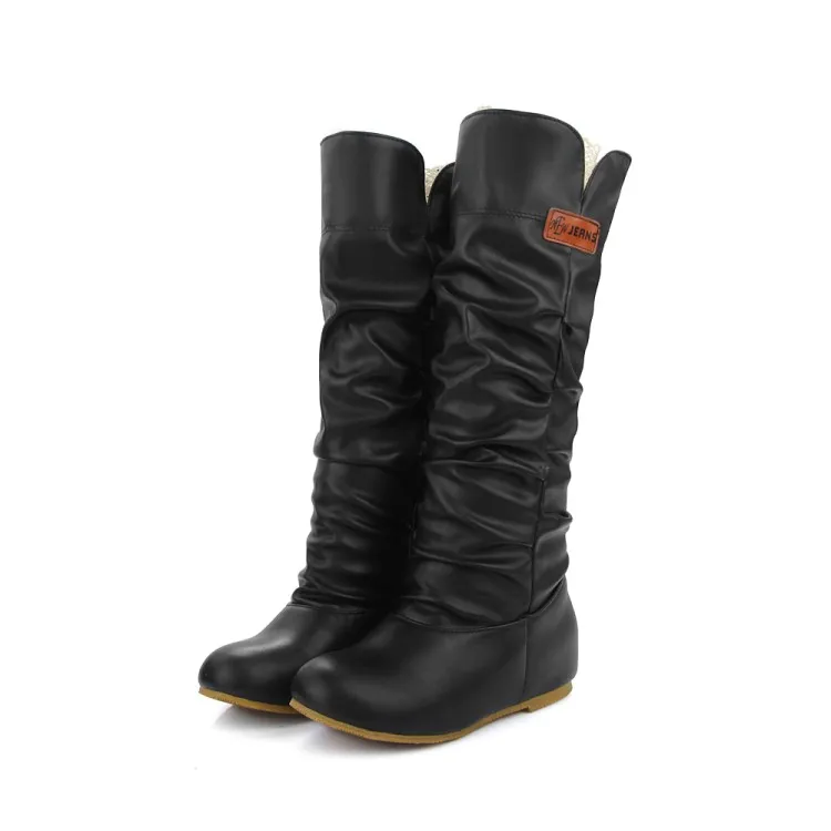 

Big size 34-46 women flat knee boots ladies riding fashion long snow boot warm winter brand botas footwear shoes 669