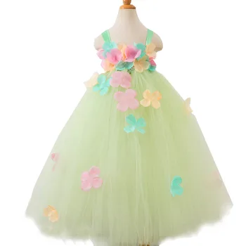 

Green Flower Tutu Dress Baby Girl Summer Princess Fairy Dress Ball Gown for Girls Christmas Halloween Costume Girl Birthday