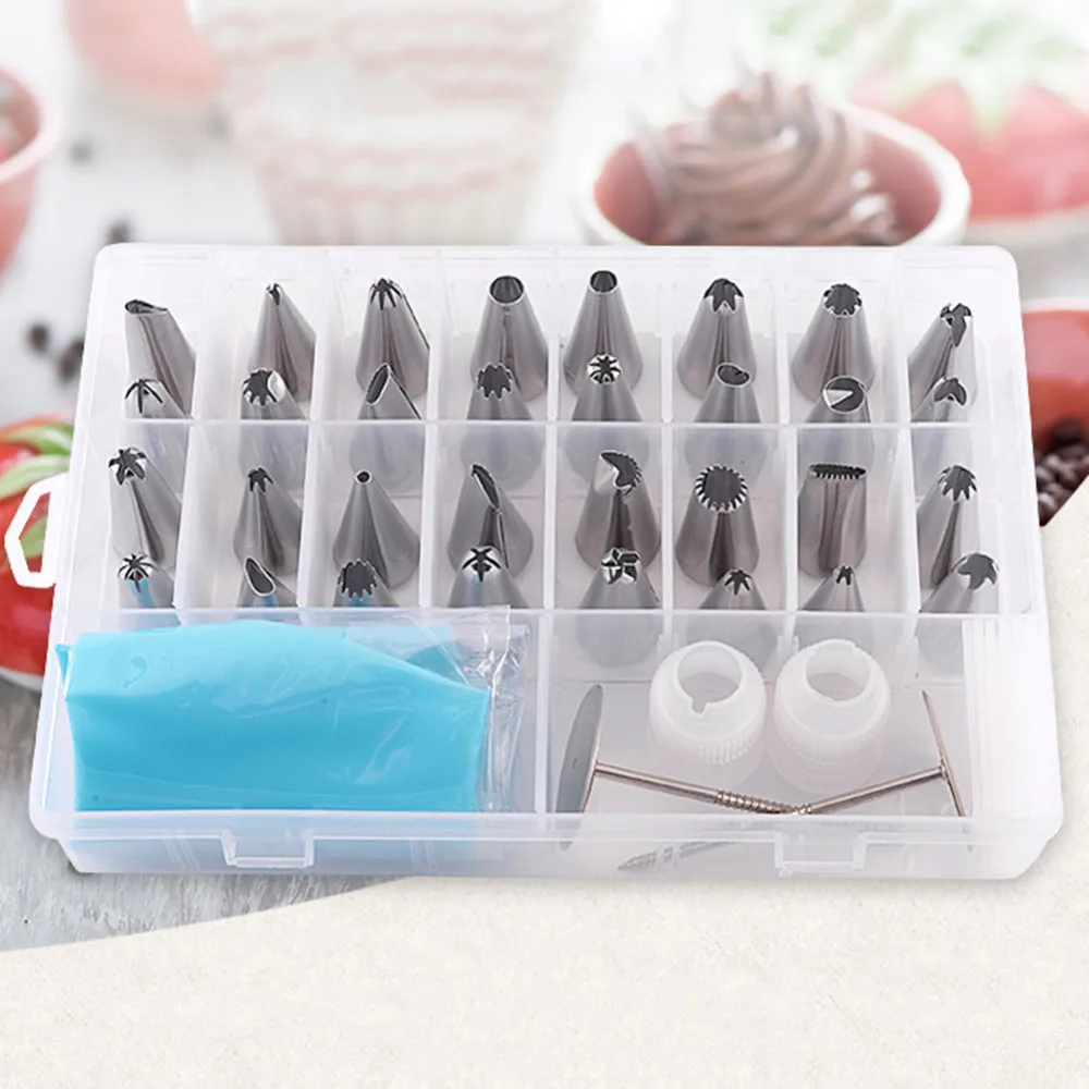 

38Pcs/Set Icing Piping Nozzles Set Cake Decorating Tips Stainless Steel Icing DIY Household Bakeware Tools Pastry Bags Couplers