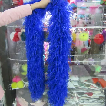 

YY-tesco 2 Meters sapphire ostrich feather boa Trims skirt Party Costume fluffy ostrich feathers Crafts DIY decorations Plumes