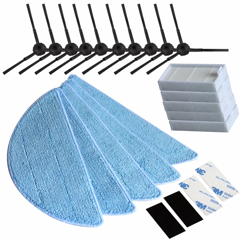 5pair side Brush+5pcs hepa Filter+5pcs Mop Cloth for chuwi ilife V5 V3 series parts ilife v5pro v5s ilife v5 pro ect (5)