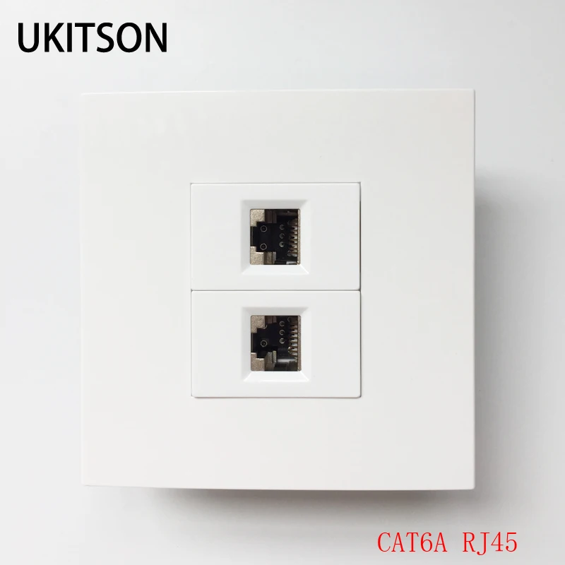Лицевая панель CAT6A RJ45 с 2 вилками CAT.6A защита локальной сети фотопанель 86x86 мм| |