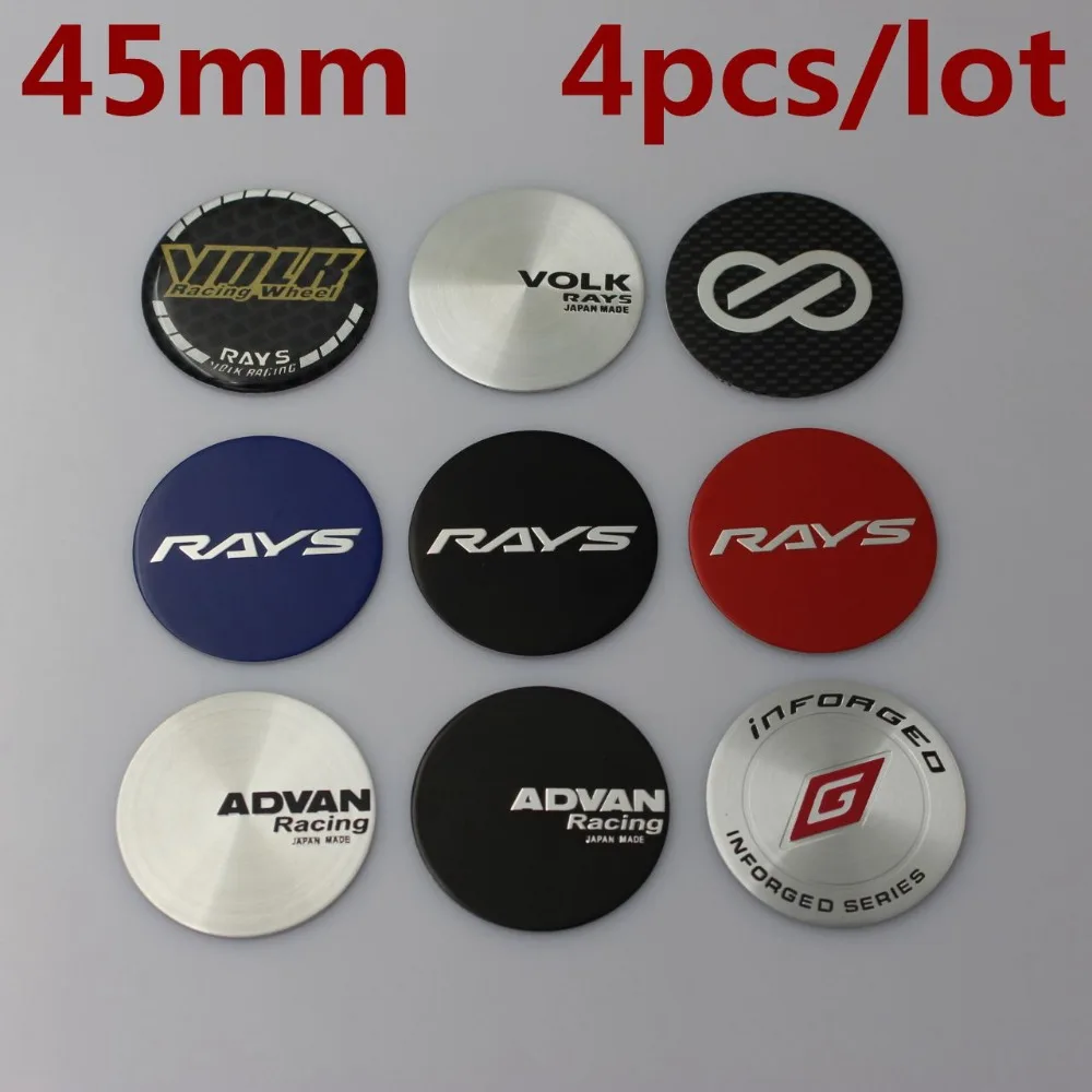 

KOM POWER 4PCS 45MM ENKEI ADVAN Wheels Center Cap Stickers VOLK RAYS WORK LOGO Sticker Badge Emblems Wheel Cover Hub Cap