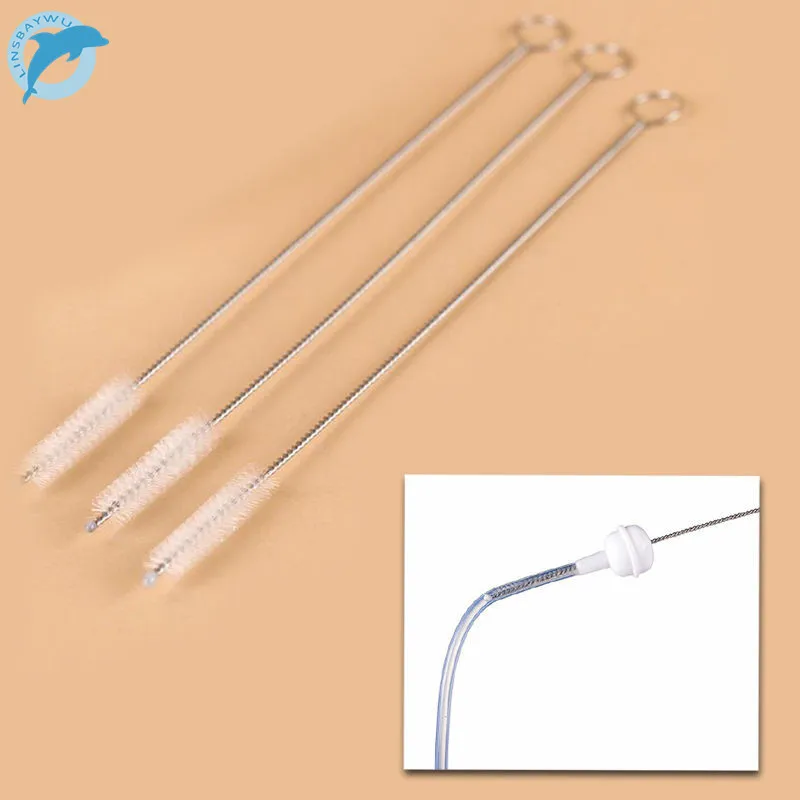 

LINSBAYWU 5Pcs/lot Reusable Stainless Steel Drinking Straws Cleaning Brush Cleans Sippy Cup Straws