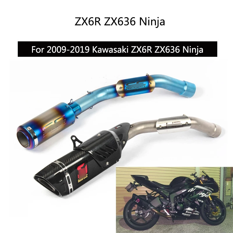 

Slip On For 2009-2019 Kawasaki ZX6R ZX636 Ninja Exhaust Pipe Motorcycle Mid Link Pipe 51 mm Muffler Tail Escape with DB Killer