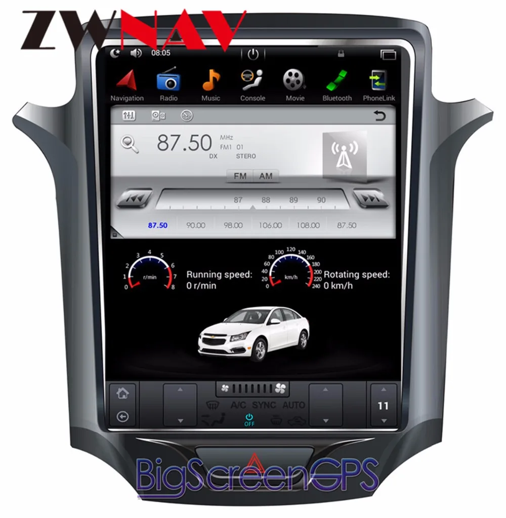 Excellent ZWNVA Tesla style IPS Screen Newest Android 6.0 64+2GB Car DVD Player GPS Navigation Radio Screen For CHEVROLET CRUZE 2013-2017 2