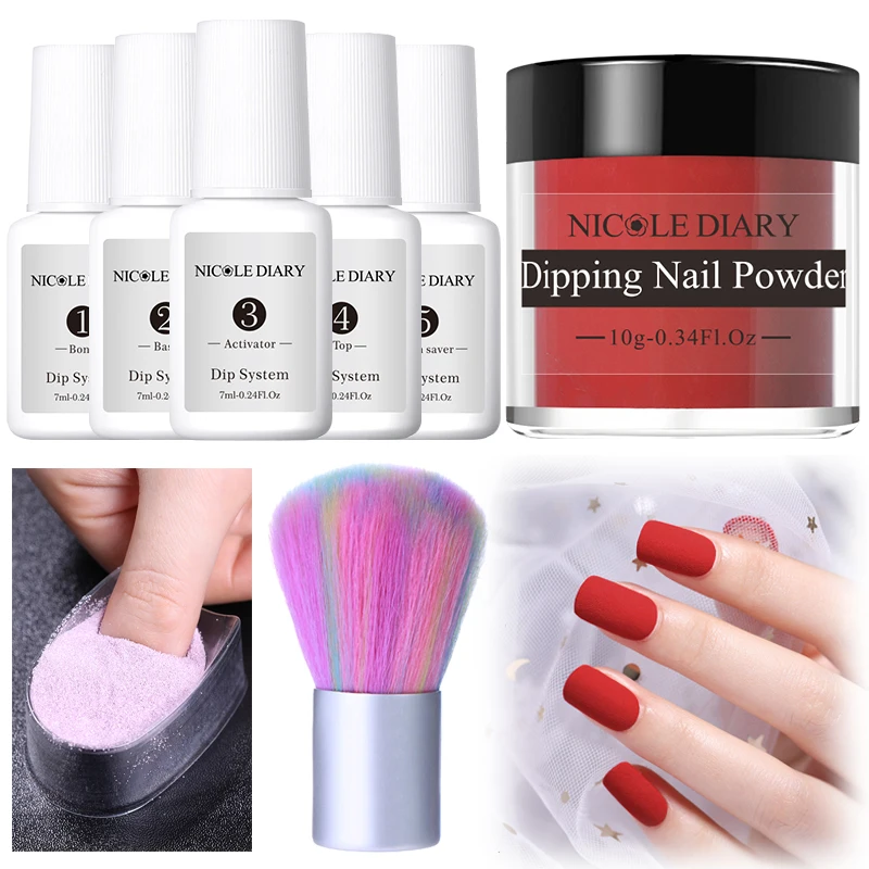 

NICOLE DIARY 8PCS Dipping Dip Nail Powder Set Matte Colorful Nail Art Glitter Dust Fast Dry Manicure Decoration Chrome 5/4PCS