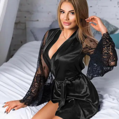 

Women's Perspective Pajamas Sexy V-Neck Lace Mesh Lace Nightdress Sleepwear