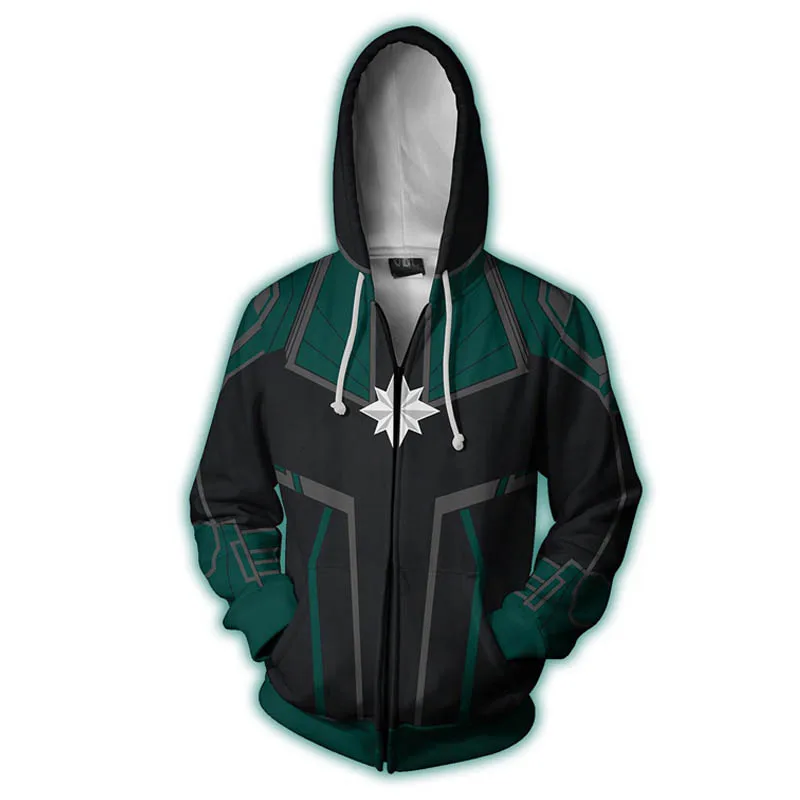 Cosroad 3D Printed Captain Marvel Carol Danvers Cosplay Costumes Hoodies Sweatshirts Casual Zipper Hooded Jacket Clothing (11)