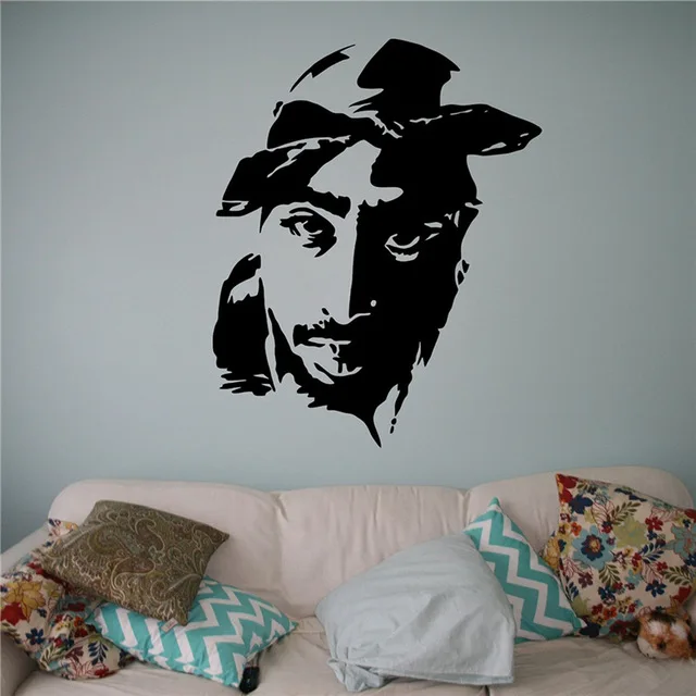 2pac Наклейка на стену Tupac Amaru Shakur настенная виниловая наклейка в стиле хип хоп