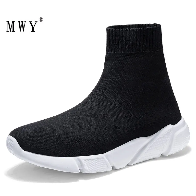 MWY تنفس حذاء بوت بطول الكاحل المرأة الجوارب الأحذية الإناث رياضية عارضة مرونة إسفين أحذية منصة zapatillas موهير لينة وحيد
