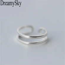 DreamySky Настоящее 925 пробы Серебряное Двухслойное кольцо для женщин регулируемое обручальное кольцо модное Стерлинговое Серебро-ювелирные изделия