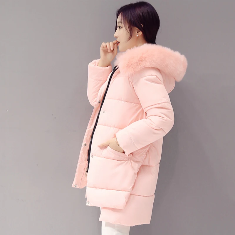 

2018 Fashion Winter Jacket Women Down Jackets and Coats Rabbit Fur Hat Female Warm Down Parka Windproof Waterproof Coat 50