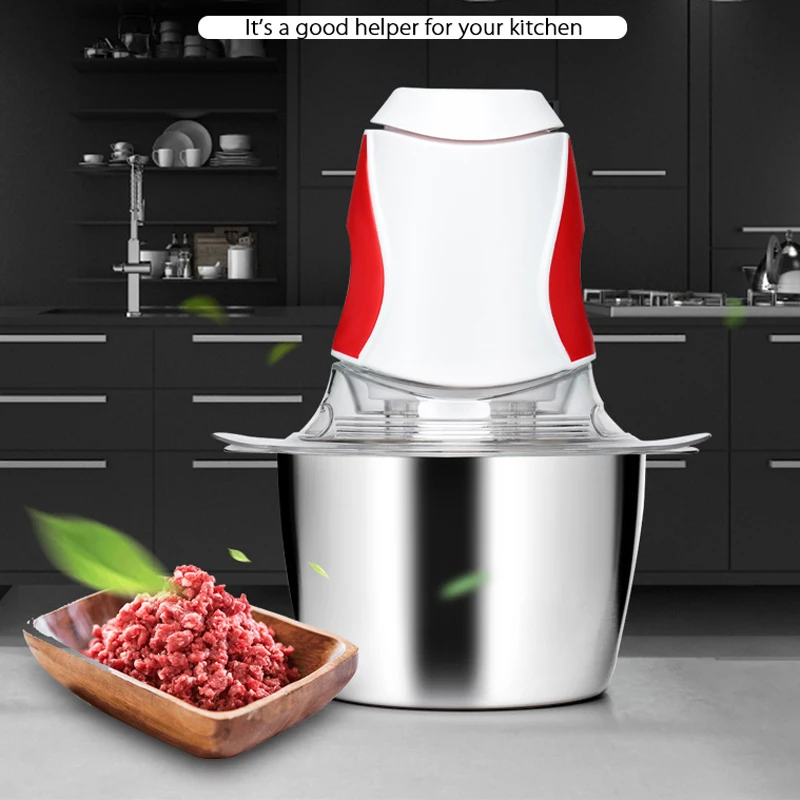 

1.5L Electric Meat Grinder Mixer Chopper Household 200W Stainless Steel Vegetable Fruit Cutter Food Chopper Home Kitchen Tools