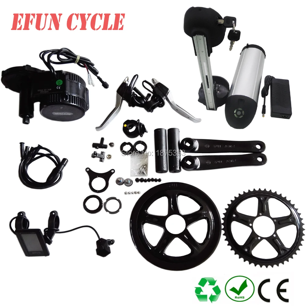 

Factory price 36V 17Ah Lithium ion USB bottle down tube battery DIY cheap ebike kits Bafang BBS01 36V 350W mid drive motor kits