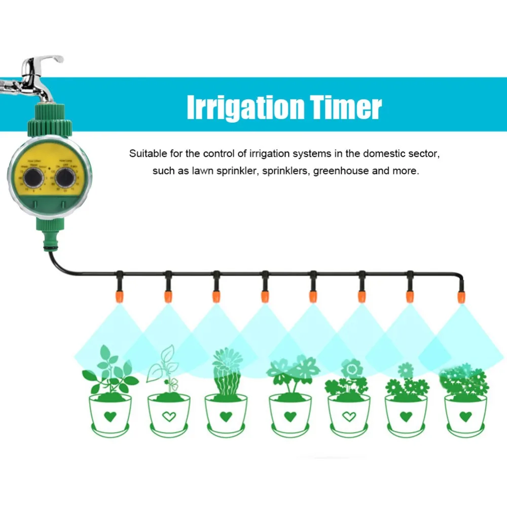 Многофункциональный таймер для садовой воды с двумя циферблатами, автоматический электронный таймер для полива, контроллер для полива сада, система полива