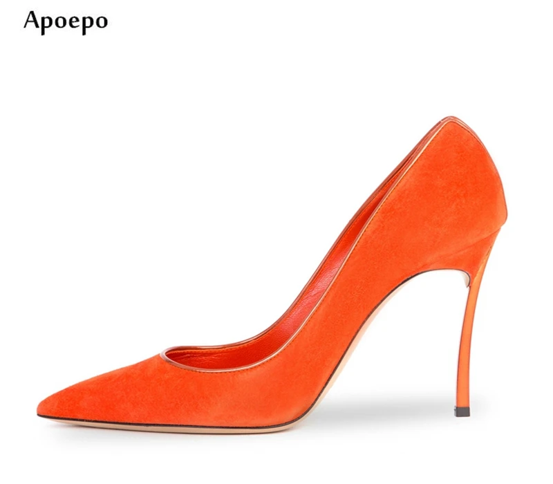 

New 10CM Heels Woman Shoes 2018 Sexy Pointed Toe Slip-on Pumps Big Size Thin Heels Office Lady Shoes