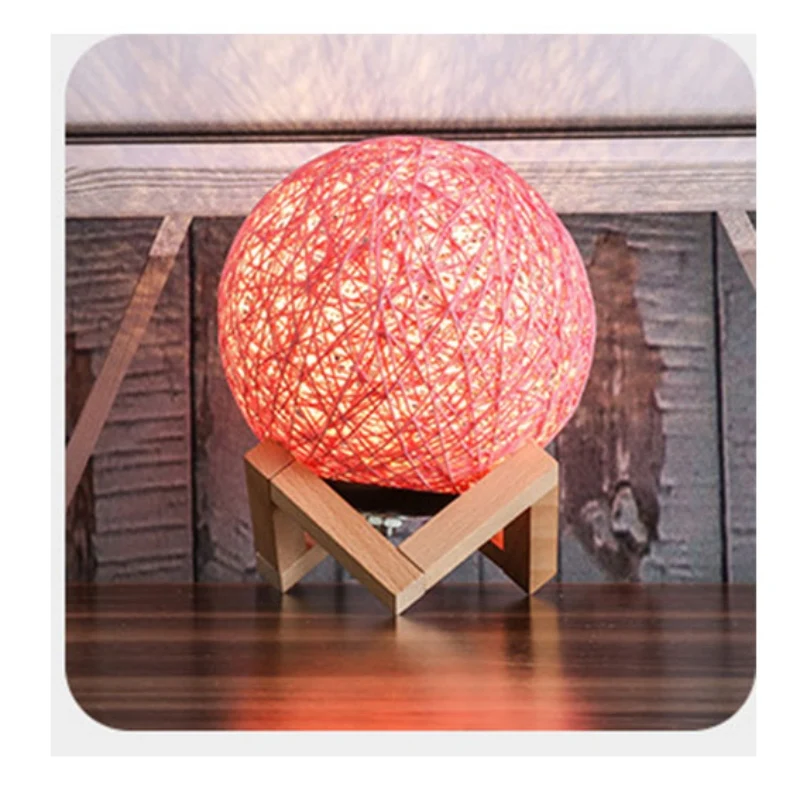 

3D LED Night Light Rattan Moon Moonlight Romance Table Moon Lamp With Stand Desk Colorful Lamp Party Home Decoration Accessories