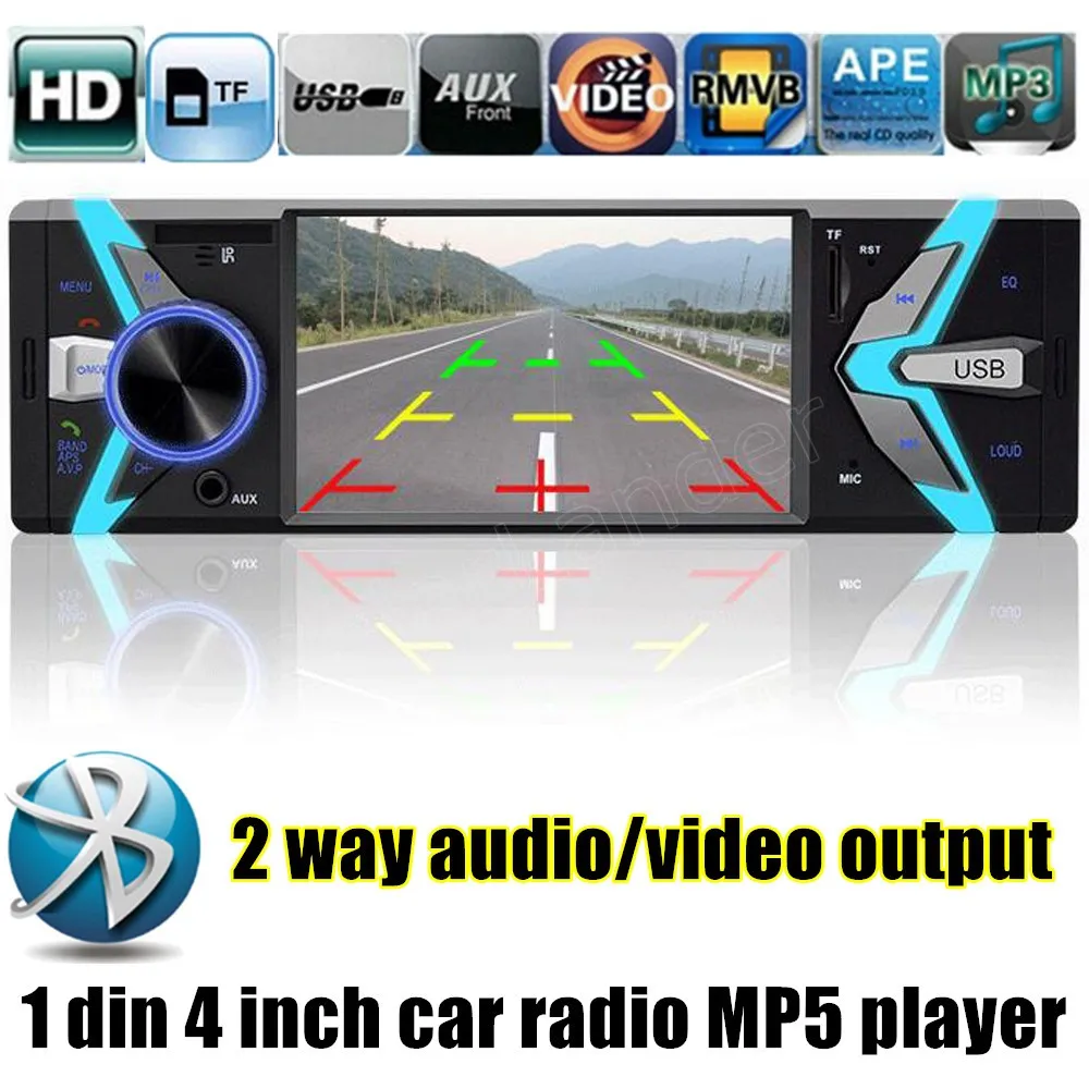 Горячая Распродажа 1 DIN 4 дюймов автомобильное радио Видео Стерео MP4 MP5 плеер Bluetooth FM/USB/TF Поддержка камеры заднего вида 12 В аудио два видео выхода