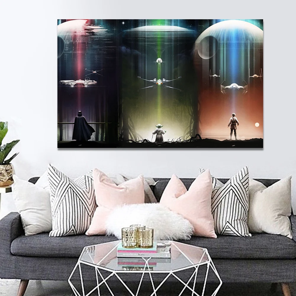 

Oil Painting Star Wars Fighter Artwork Posters And Prints Wall Picture For Living Room Wall Art Decoration Canvas Painting
