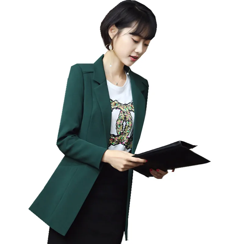 

S-4XL Plus Size Blazer Femme New Korean-Style Long Jacket Leisure Slim Fit Full Sleeve Suit Women Blazer and Jacket XYZH91882