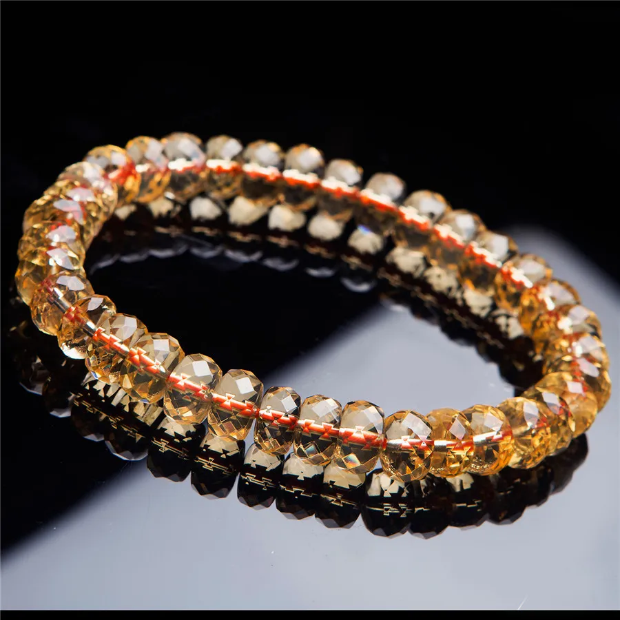 8mm Genuine Yellow Gold Natural Citrine Gemstone Crystal Stretch Abacus Faced Bead Bracelets For Women Drop Shipping (2)