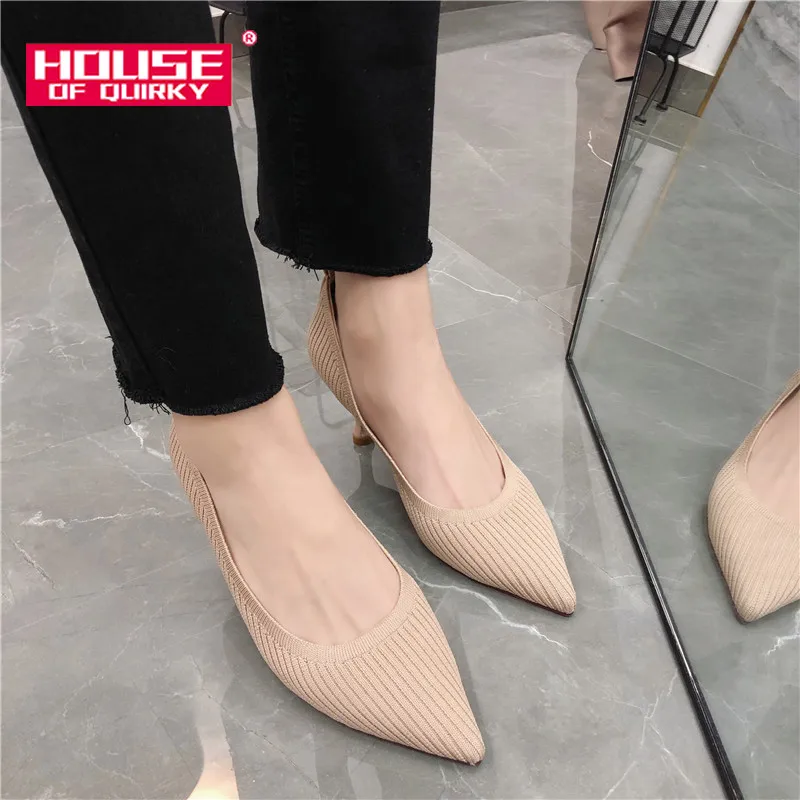 

Pumps Women Spring Elastic Fabric High Heel Shoes Woman Sexy Pointed Single Shoes Ladies Stiletto Party Shoes Work Shoes 2019