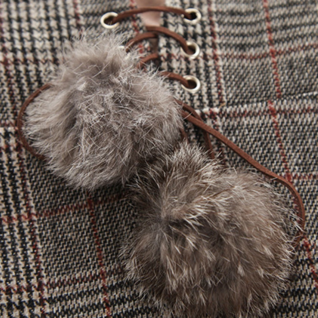 Online 2 pcs Gadis Pakaian Musim Gugur 2018 Anak Gaun Set Bulu Bola Anak anak Gaun Panjang Lengan T shirt + Kotak kotak Dress Pakaian