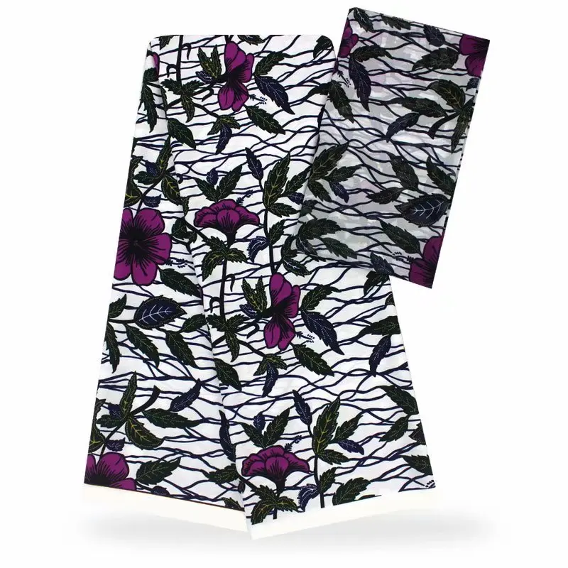 Нигерийская популярная восковая ткань высшего качества винтажная шелковая вощеная ткань Африканская восковая ткань 4+ 2 ярдов/партия для вечерние платья - Цвет: as pic