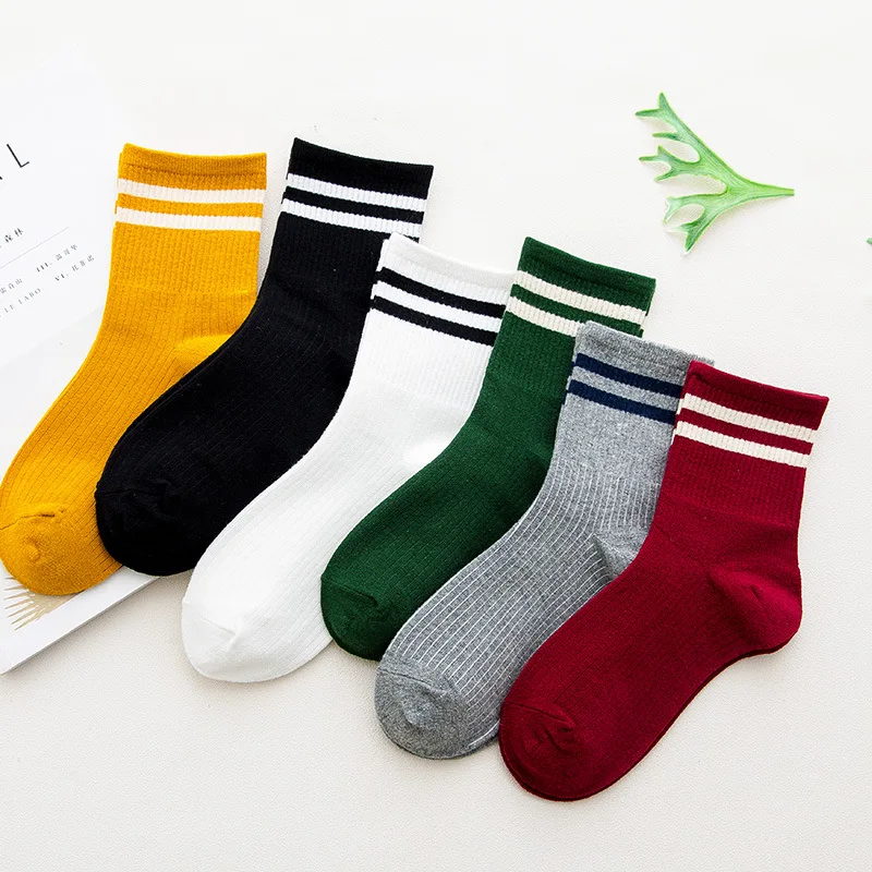 

New spring summer women's short socks cotton striped female casual classic sock harajuku ladies sox mujer meias 2019
