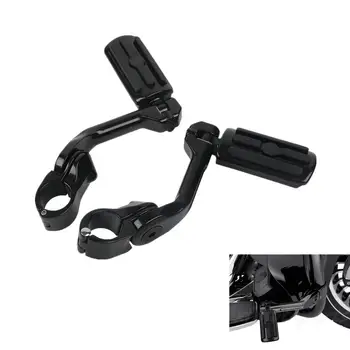

Motorcycle 32mm 1-1/4" Highway Engine Guard Long Angled Foot Pegs Mount For Harley Touring Softail Dyna Honda Suzuki
