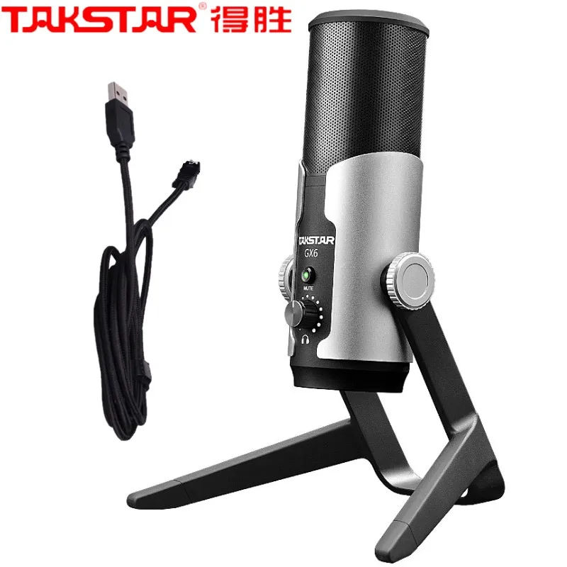 

Takstar GX6 USB condenser microphone three 16mm condenser capsules four adjustable recording modes built-in headphone amplifier