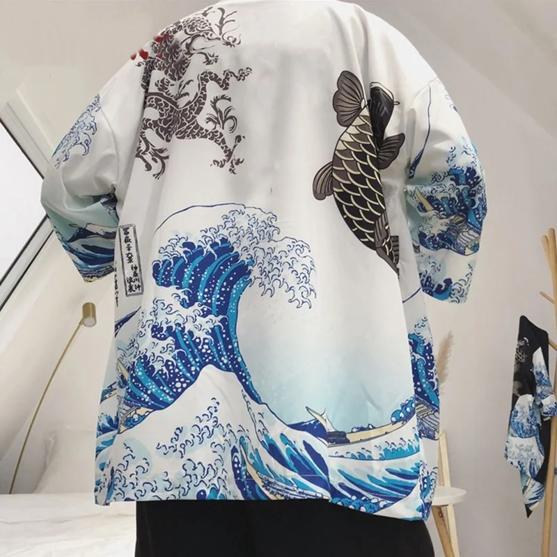Japanese Kimono Cardigan Haori Yukata Jacket Obi For Men